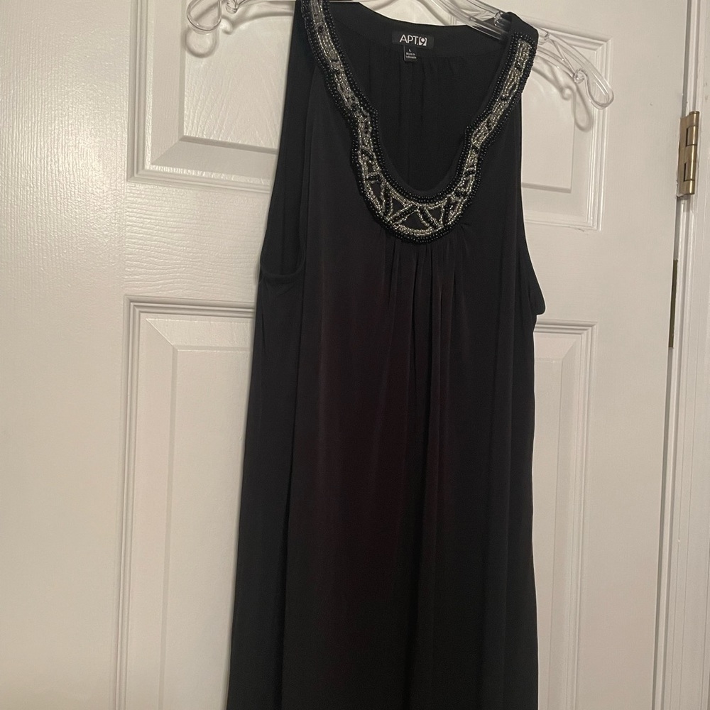 Baby doll dress with beaded neckline
